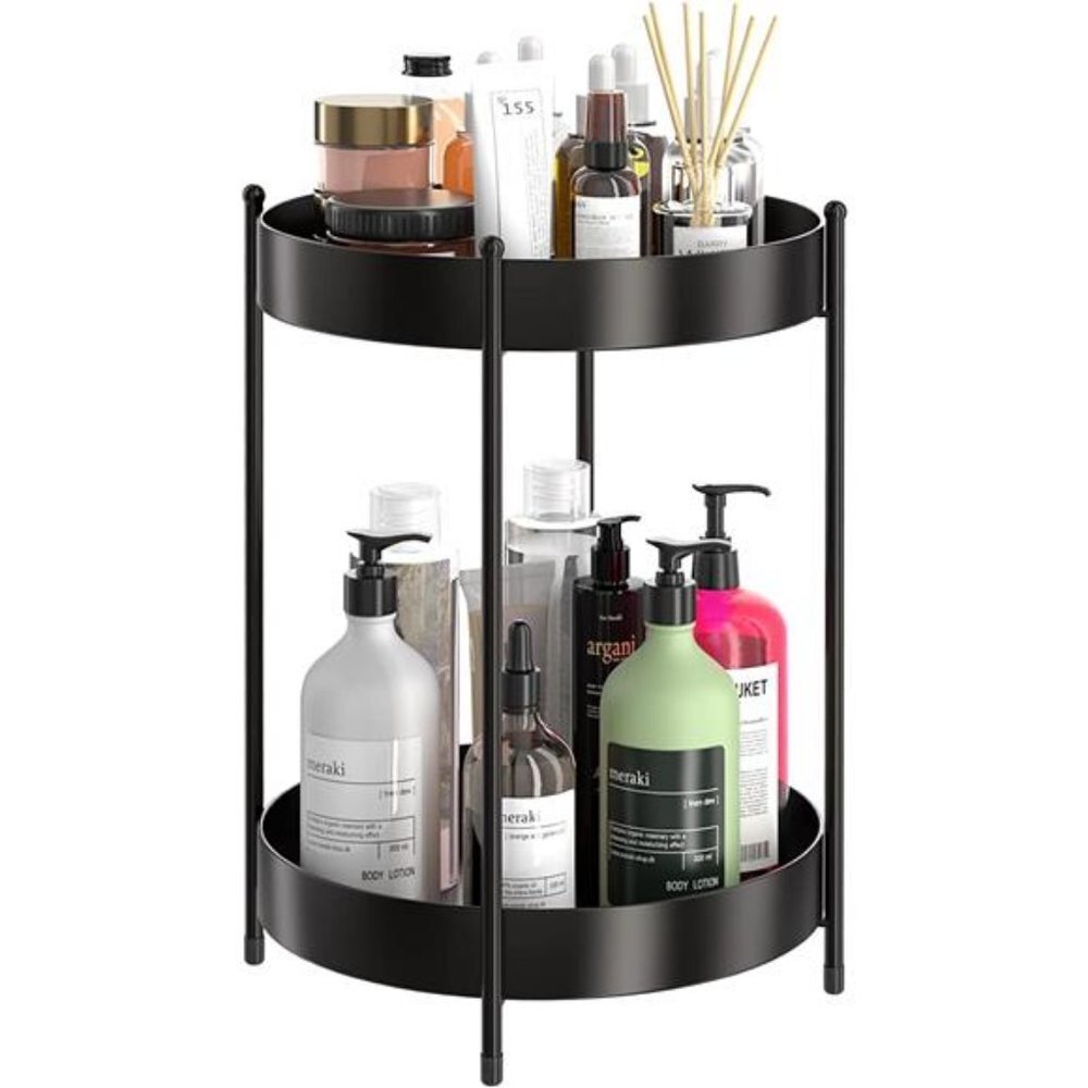 Bathroom Vanity Countertop Organizer - 2 Tier Makeup Counter Organizer (Black)